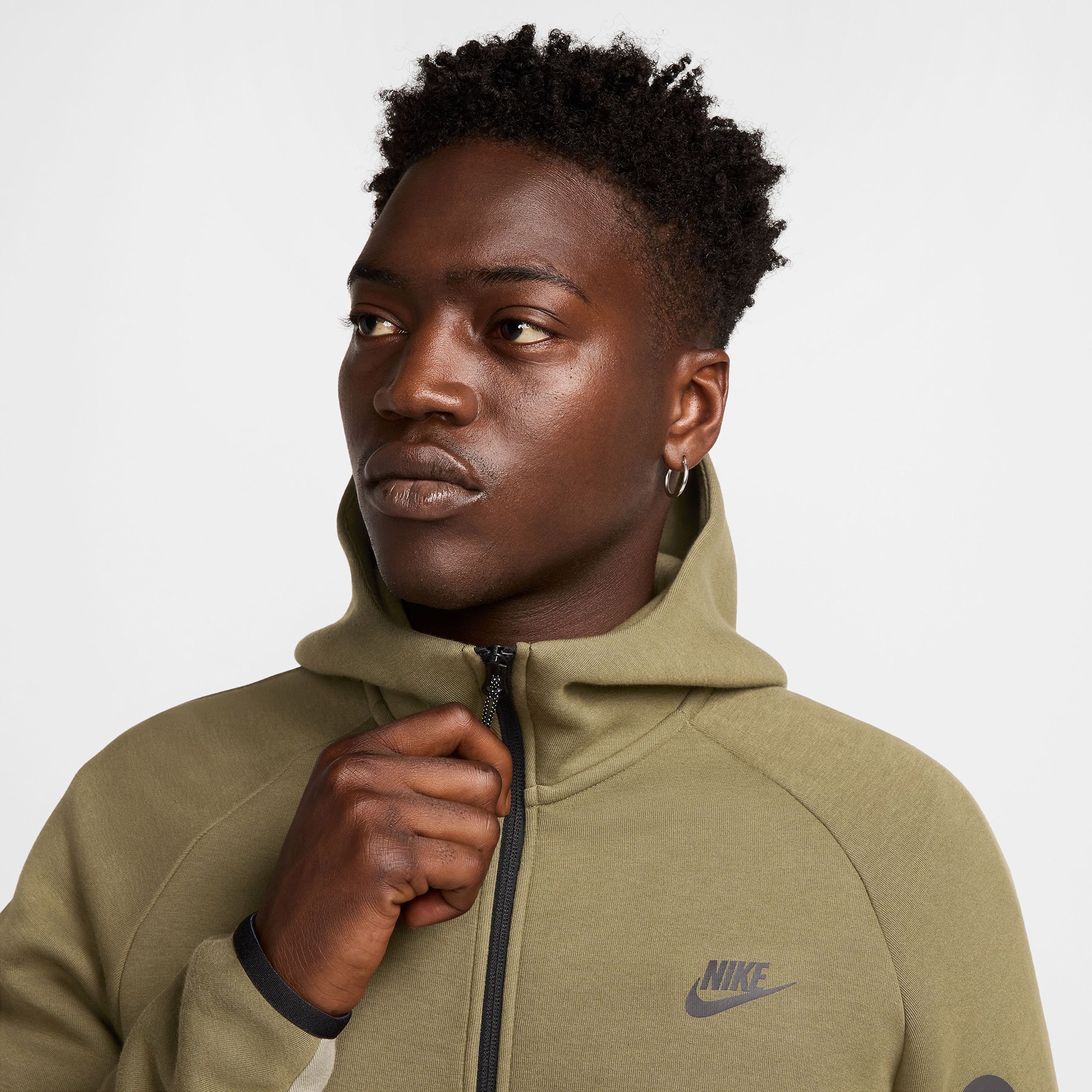Nike Tech Fleece Erkek Haki Kapüşonlu Hoodie