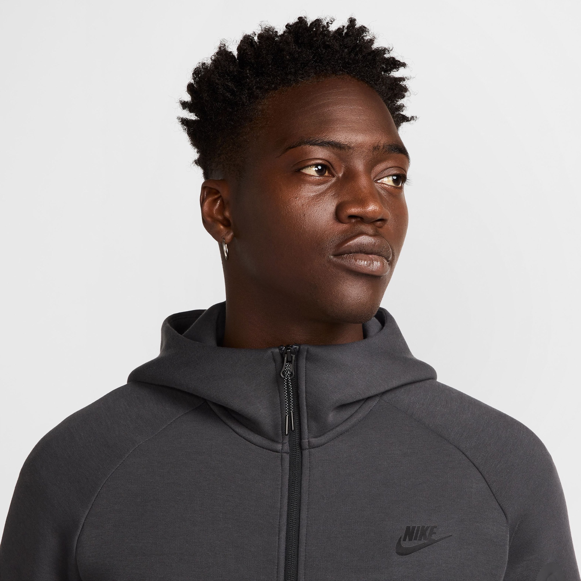 Nike Tech Fleece Erkek Gri Kapüşonlu Hoodie