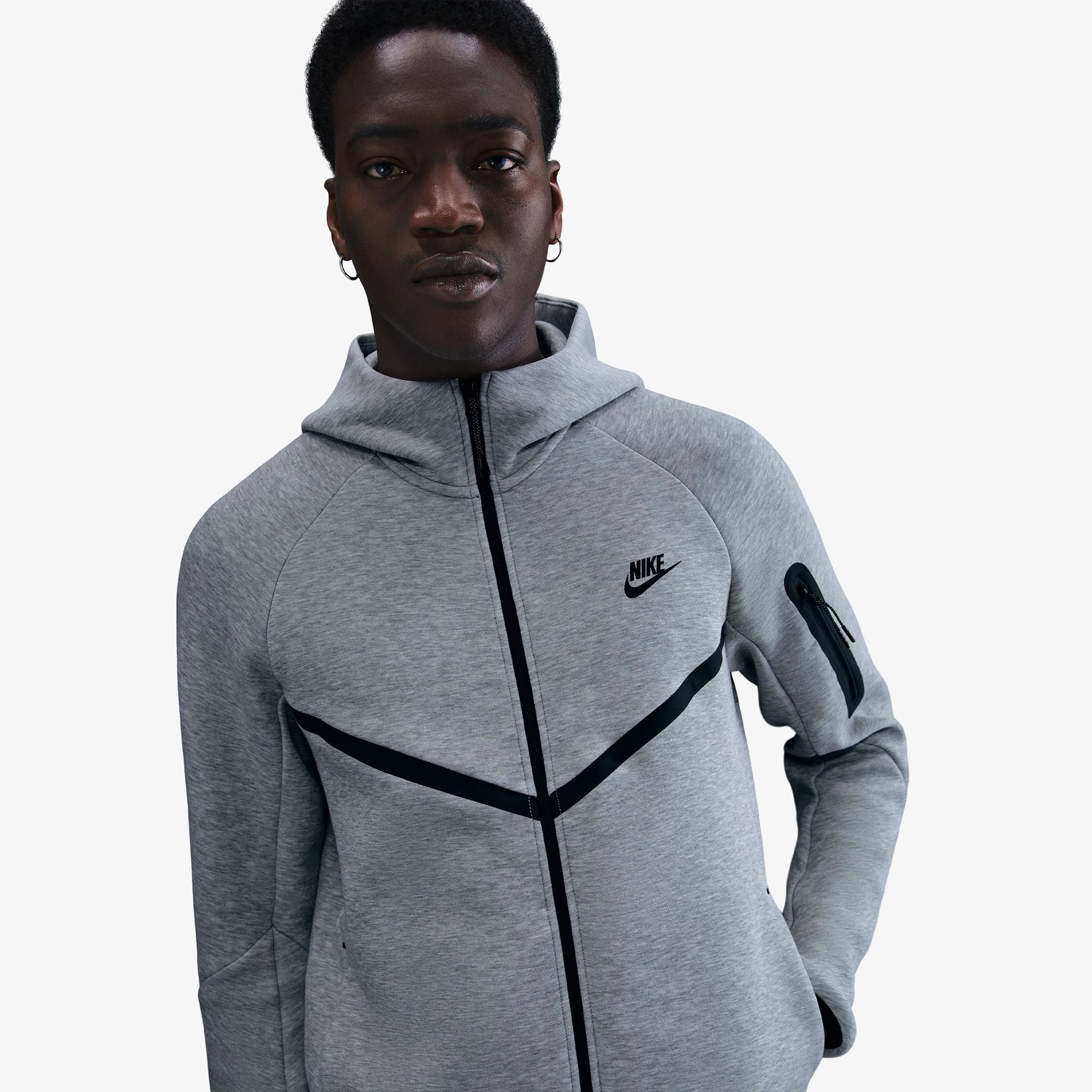 Nike Tech Fleece Erkek Gri Kapüşonlu Hoodie
