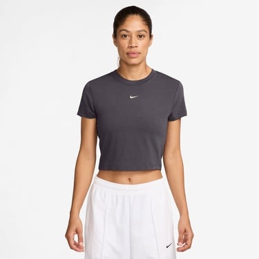  Nike Sportswear Chill Knit Kadın Gri Crop T-Shirt