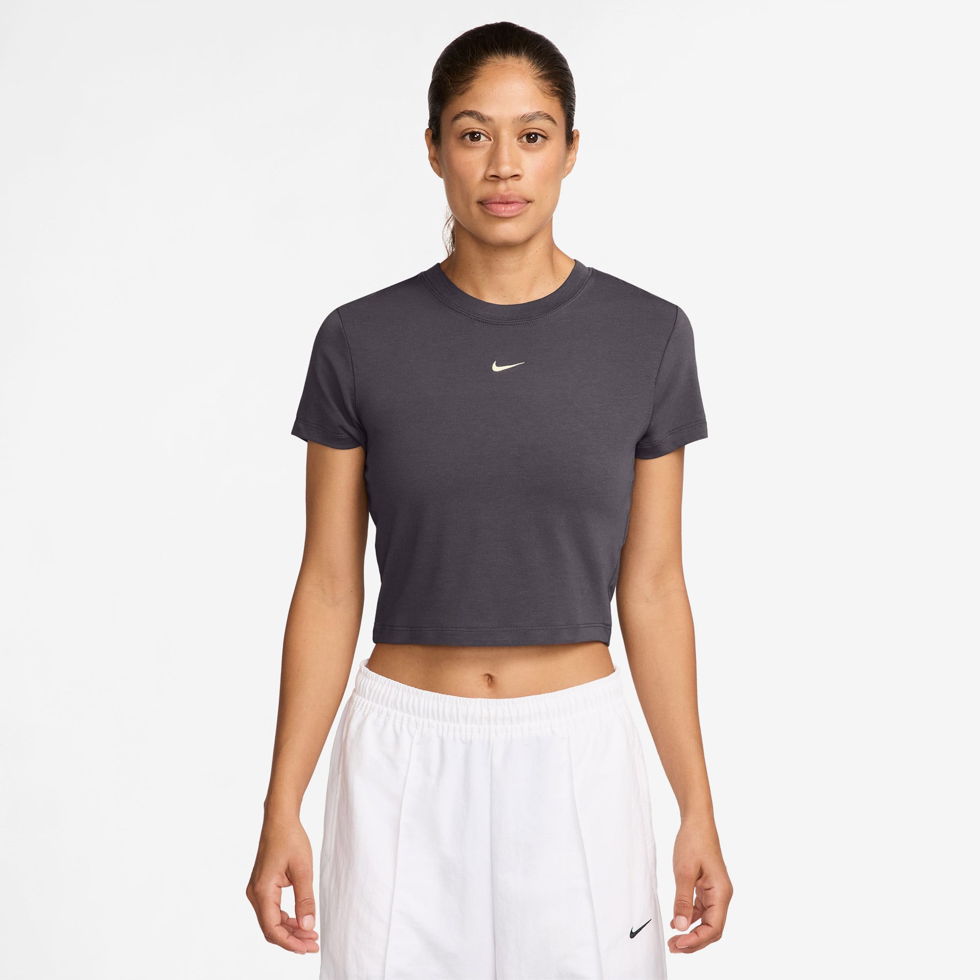  Nike Sportswear Chill Knit Kadın Gri Crop T-Shirt