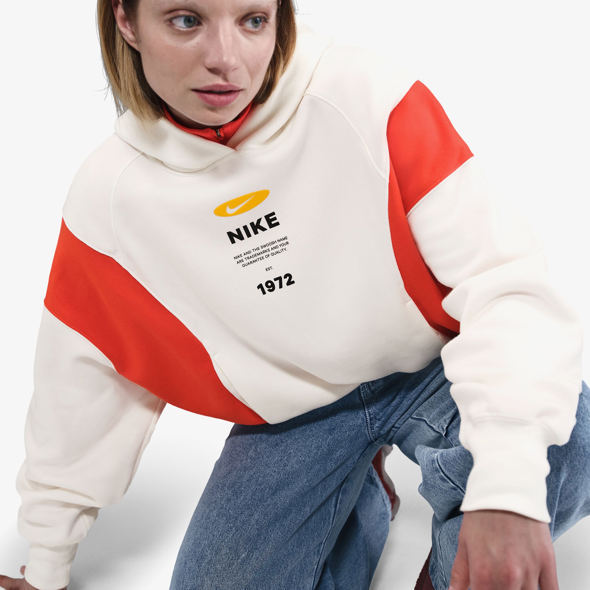 Nike Sportswear Phoenix Fleece Kadın Beyaz Hoodie