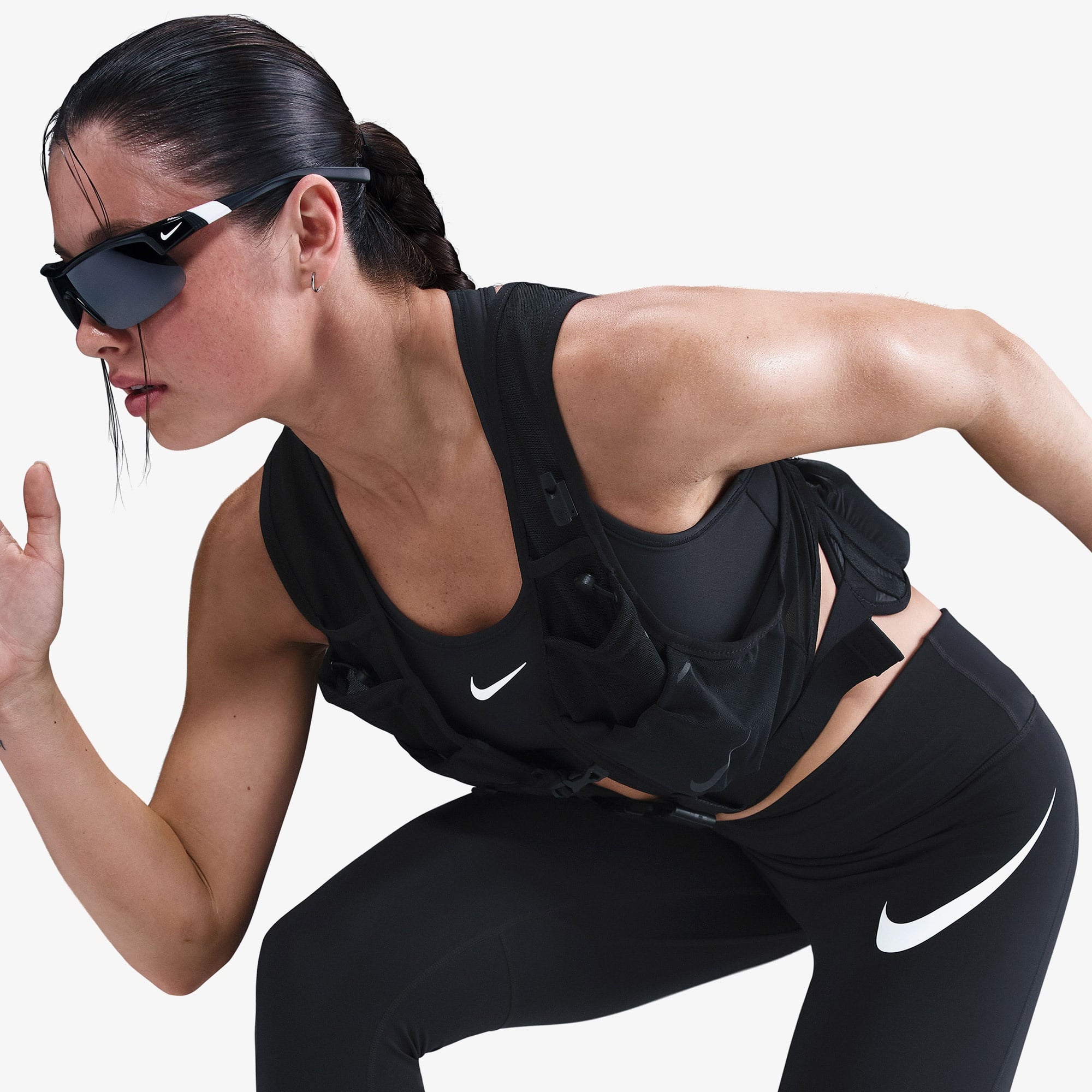 Nike Dri-Fit Tempo Swoosh Run Kadın Siyah Tayt