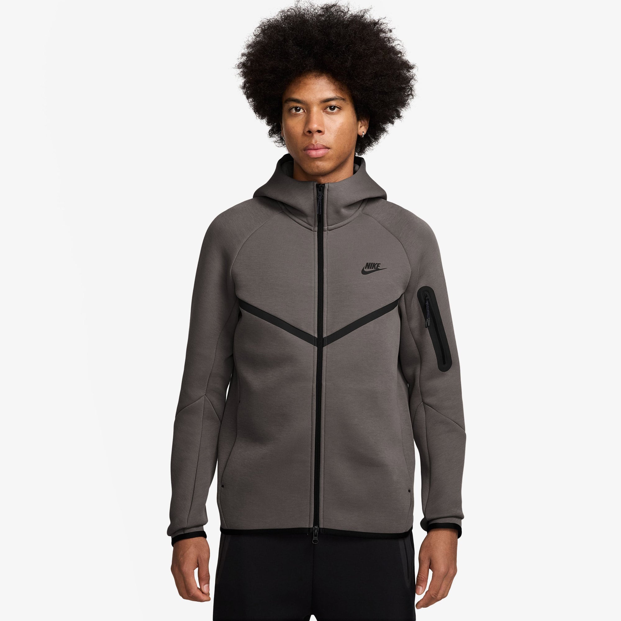 Nike Tech Fleece Erkek Gri Kapüşonlu Hoodie