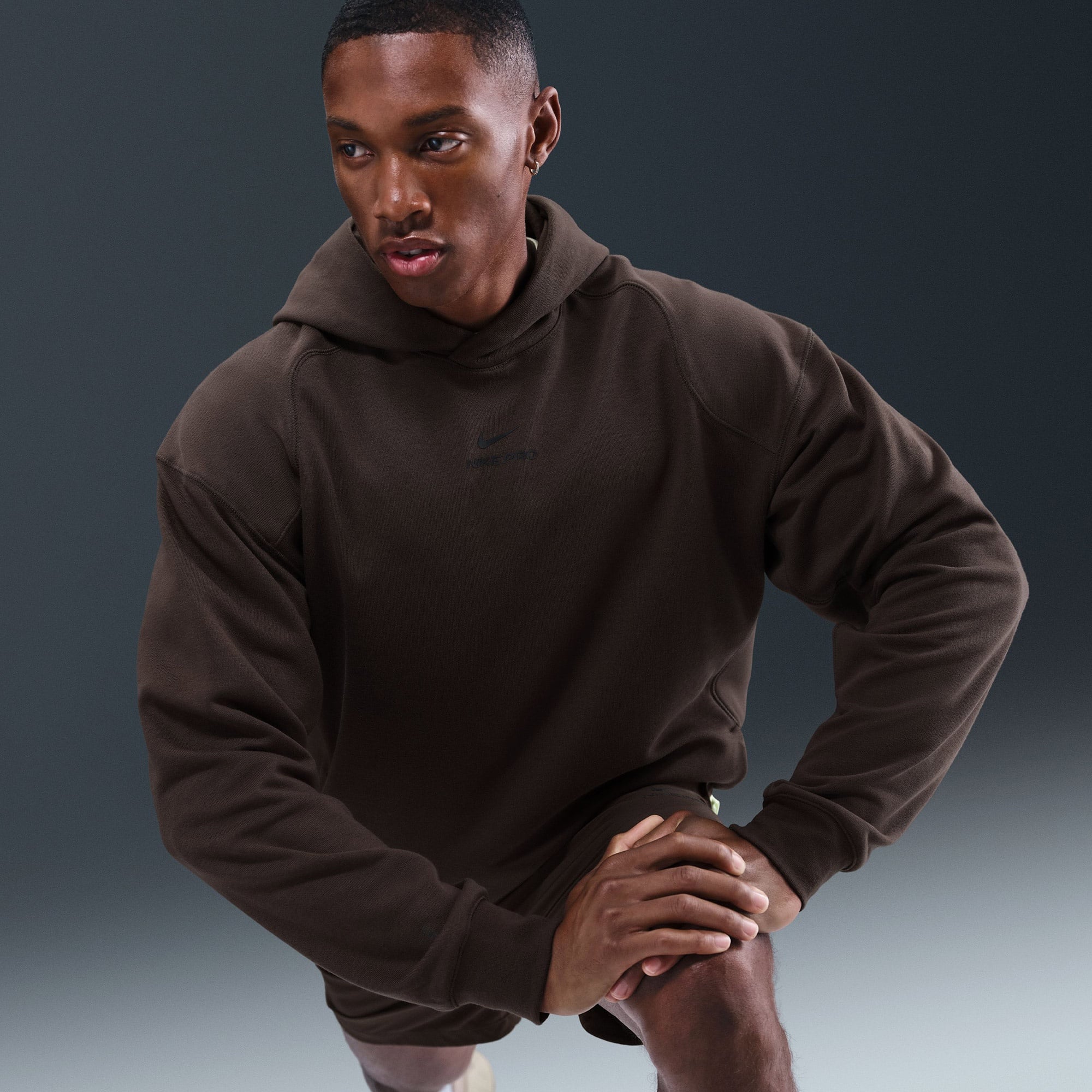 Nike Pro Dri-Fit Midlayer Erkek Kahverengi Hoodie