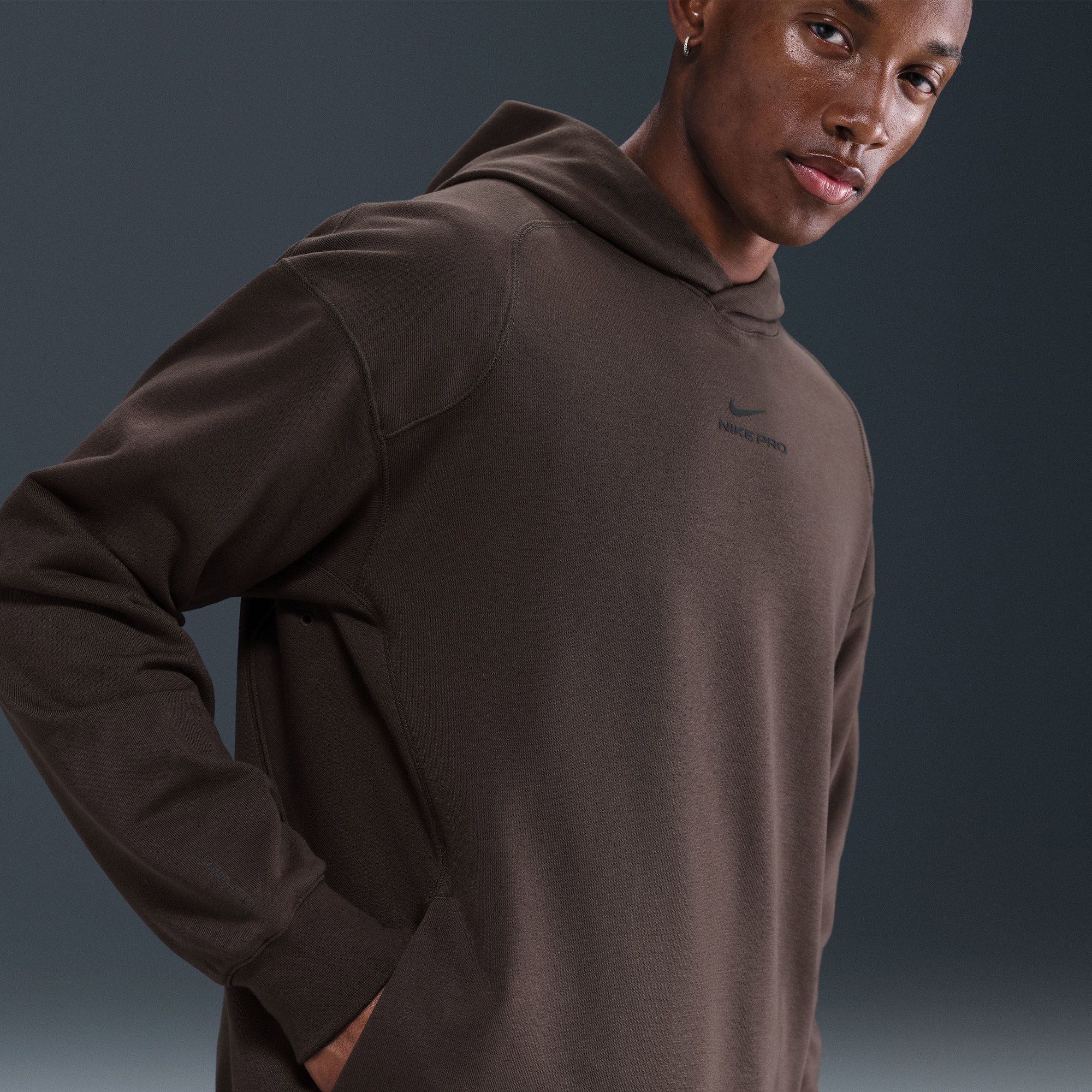 Nike Pro Dri-Fit Midlayer Erkek Kahverengi Hoodie