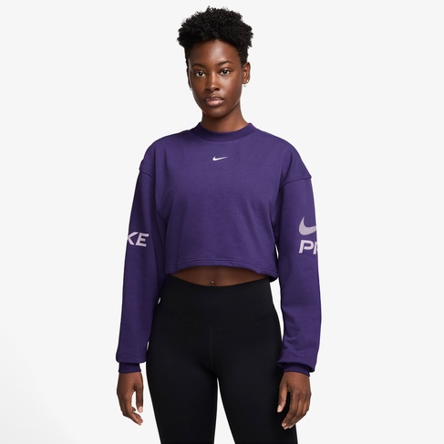  Nike Pro Dri-Fit Fleece Kadın Mor Sweatshirt
