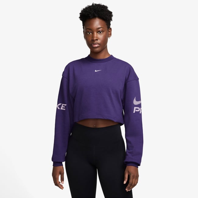  Nike Pro Dri-Fit Fleece Kadın Mor Sweatshirt