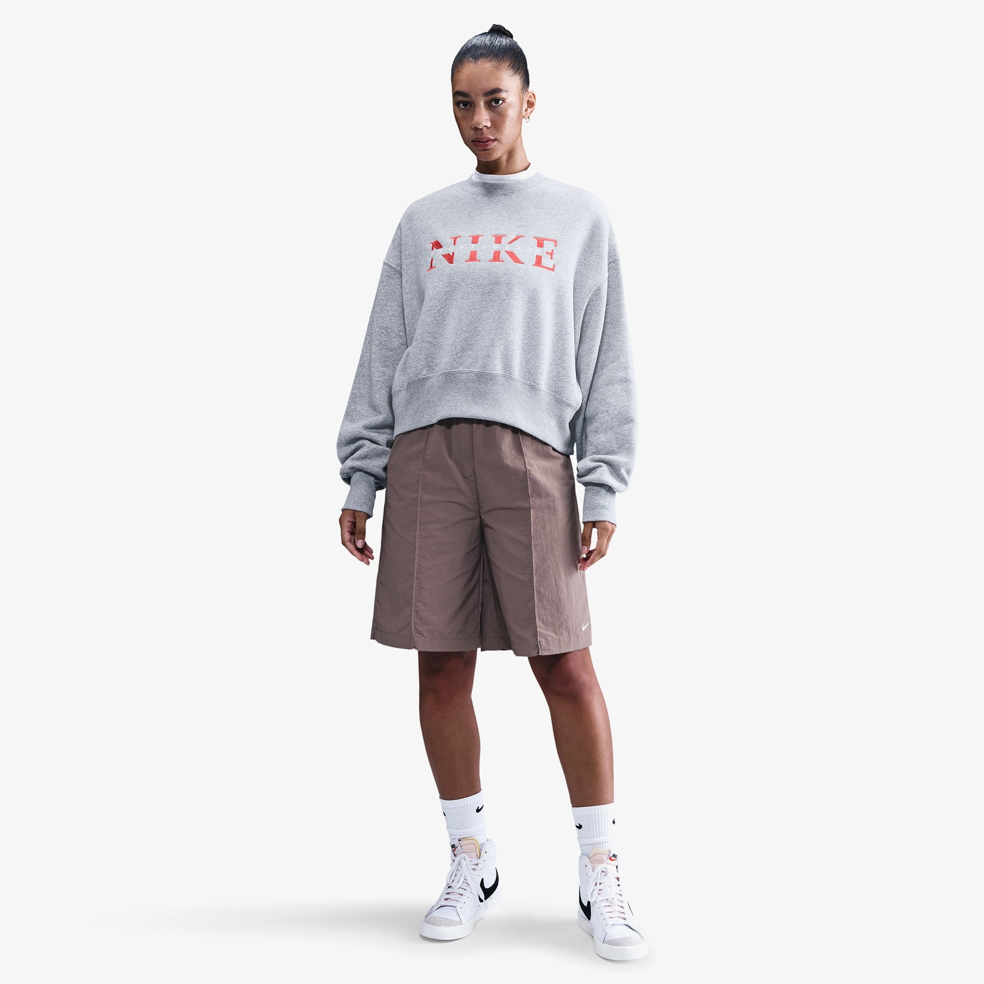 Nike Sportswear Phoenix Fleece Kadın Gri Sweatshirt