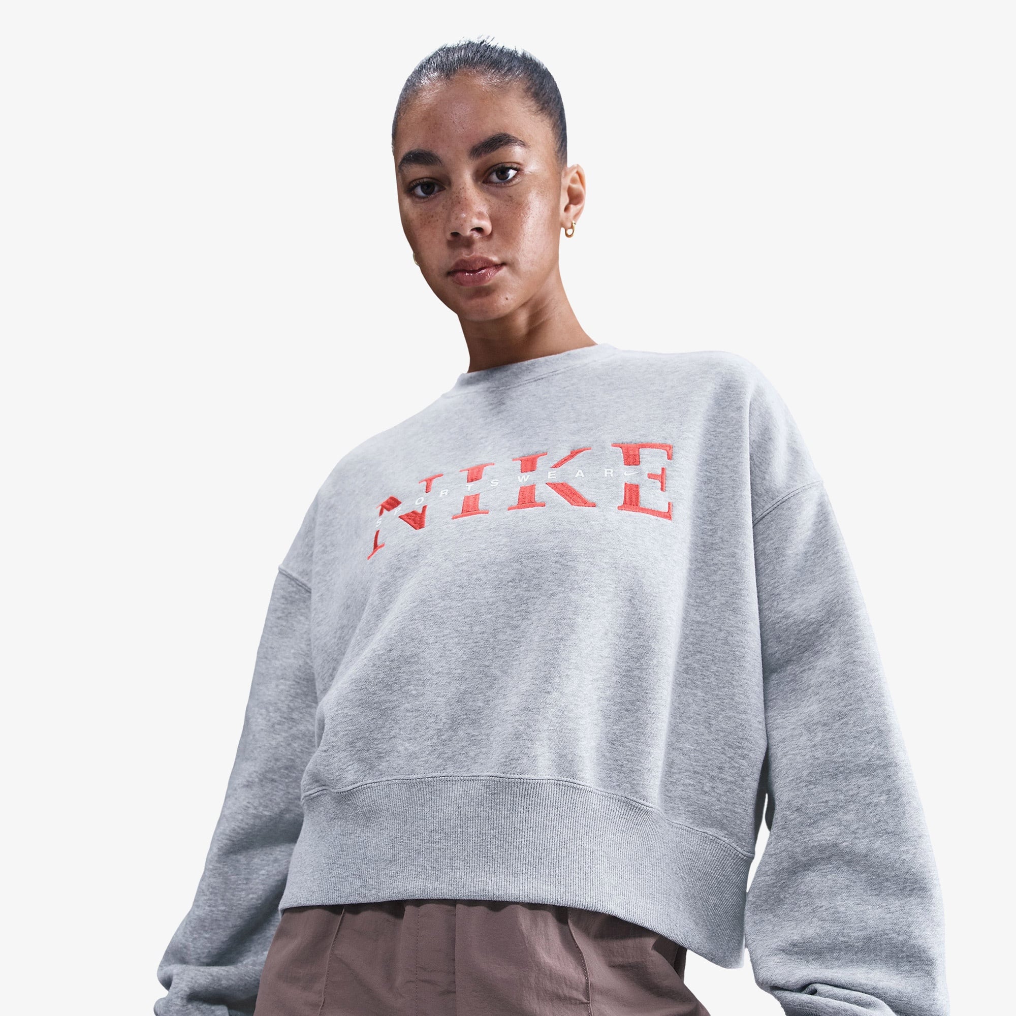 Nike Sportswear Phoenix Fleece Kadın Gri Sweatshirt