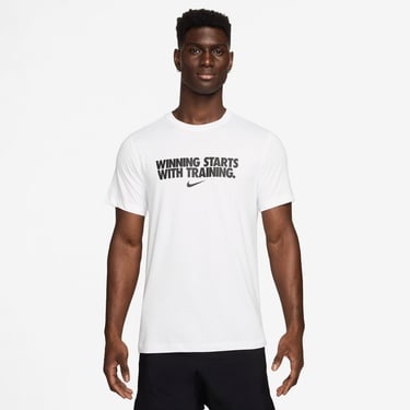  Nike Dri-Fit Winning Erkek Beyaz T-Shirt