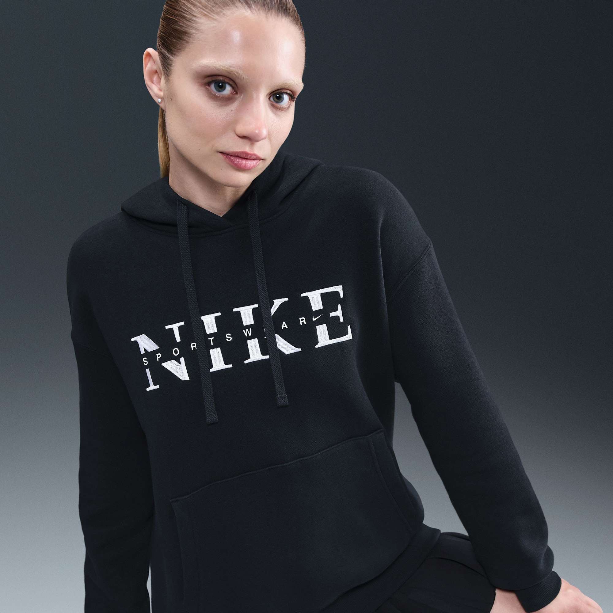Nike Sportswear Phoenix Fleece Kadın Siyah Hoodie