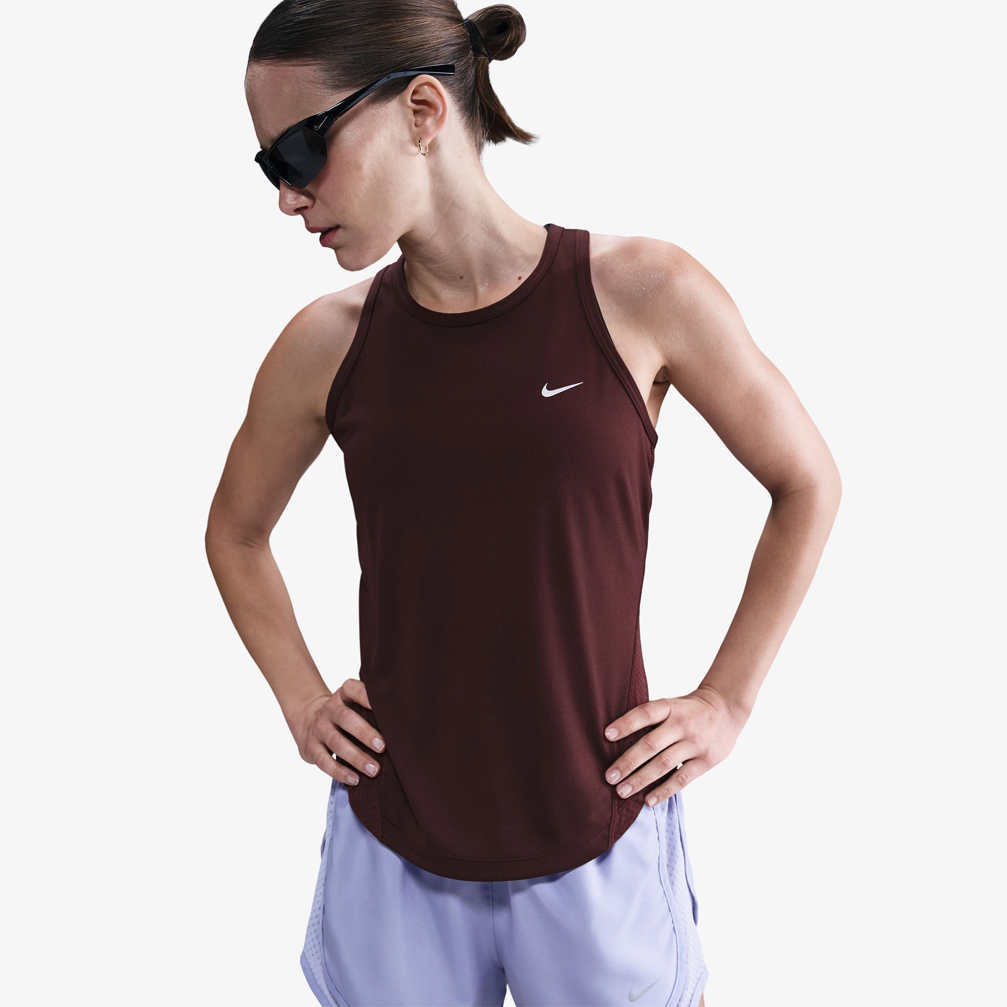 Nike Dri-Fit Tempo Kadın Bordo Kolsuz T-Shirt