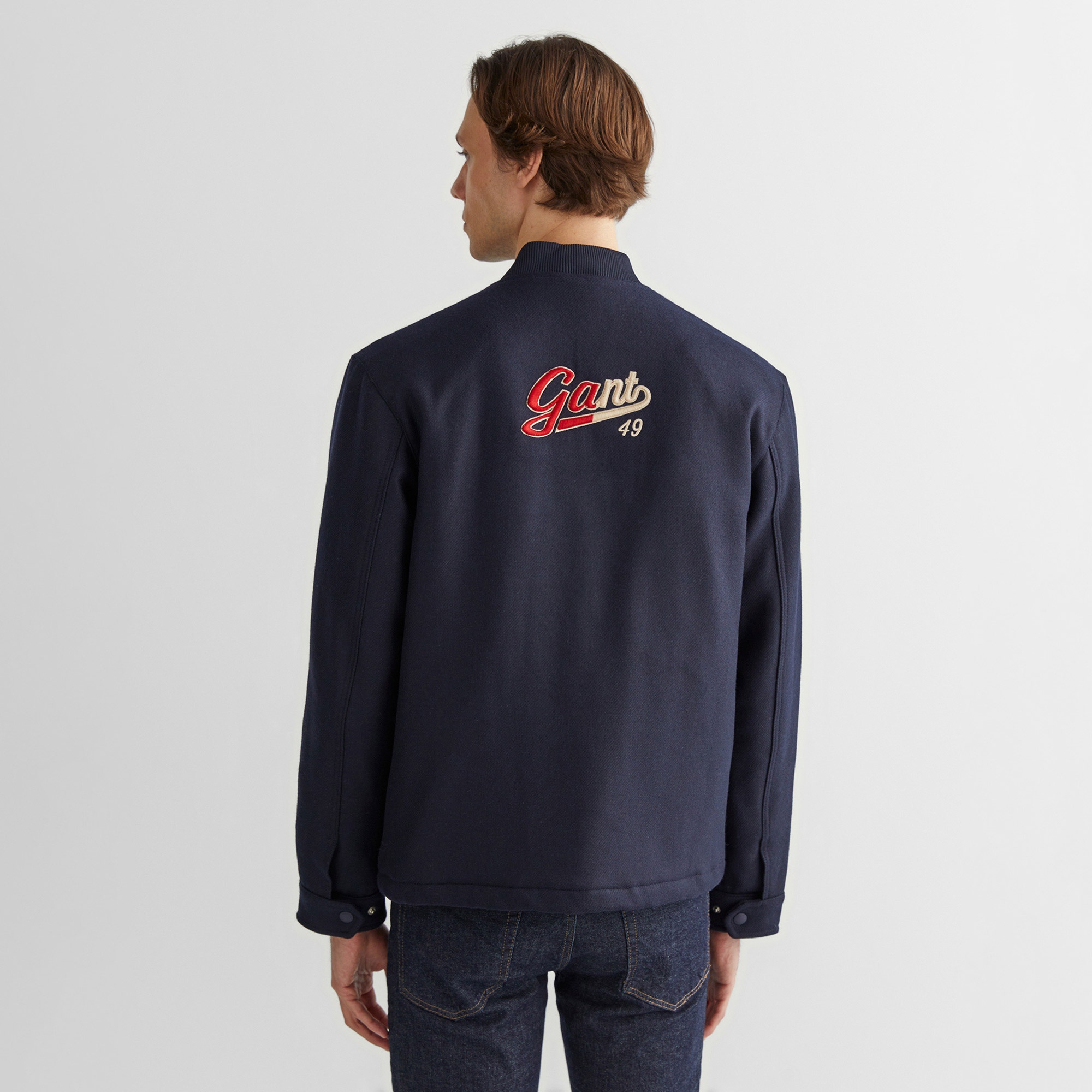 GANT Erkek Lacivert Oversize Fit Hakim Yaka Logolu Ceket