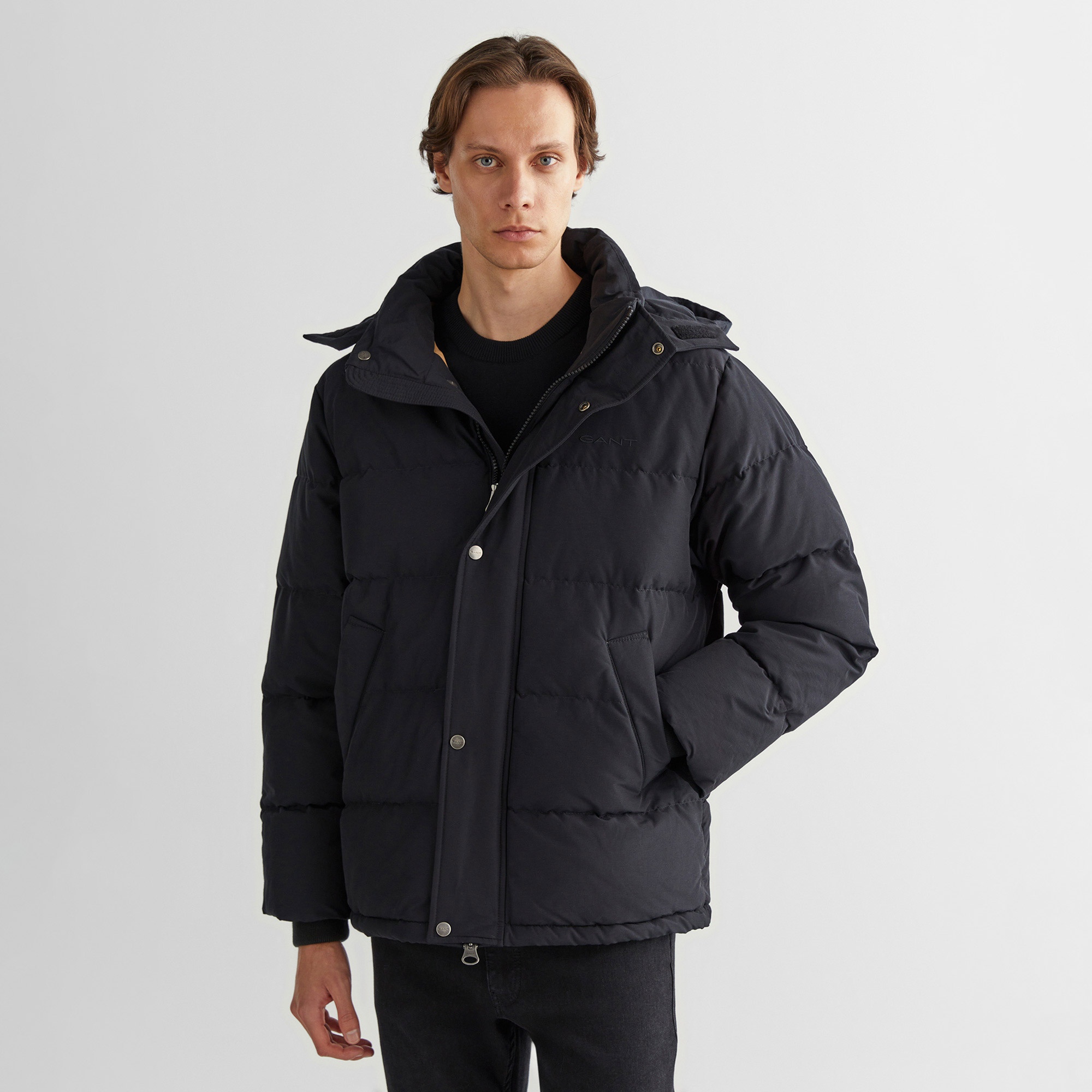 GANT Erkek Siyah Kapüşonlu Mont
