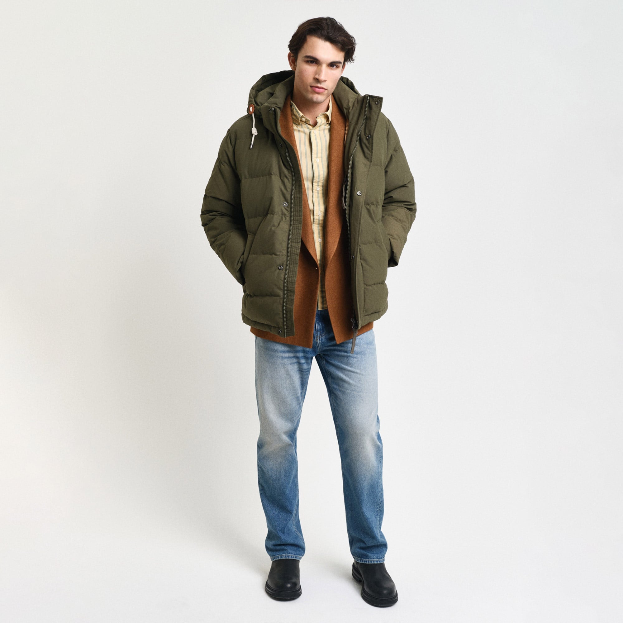 Gant Erkek Yeşil Kapüşonlu Kaz Tüyü Mont