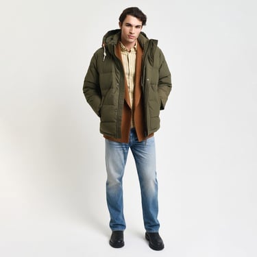  Gant Erkek Yeşil Kapüşonlu Kaz Tüyü Mont