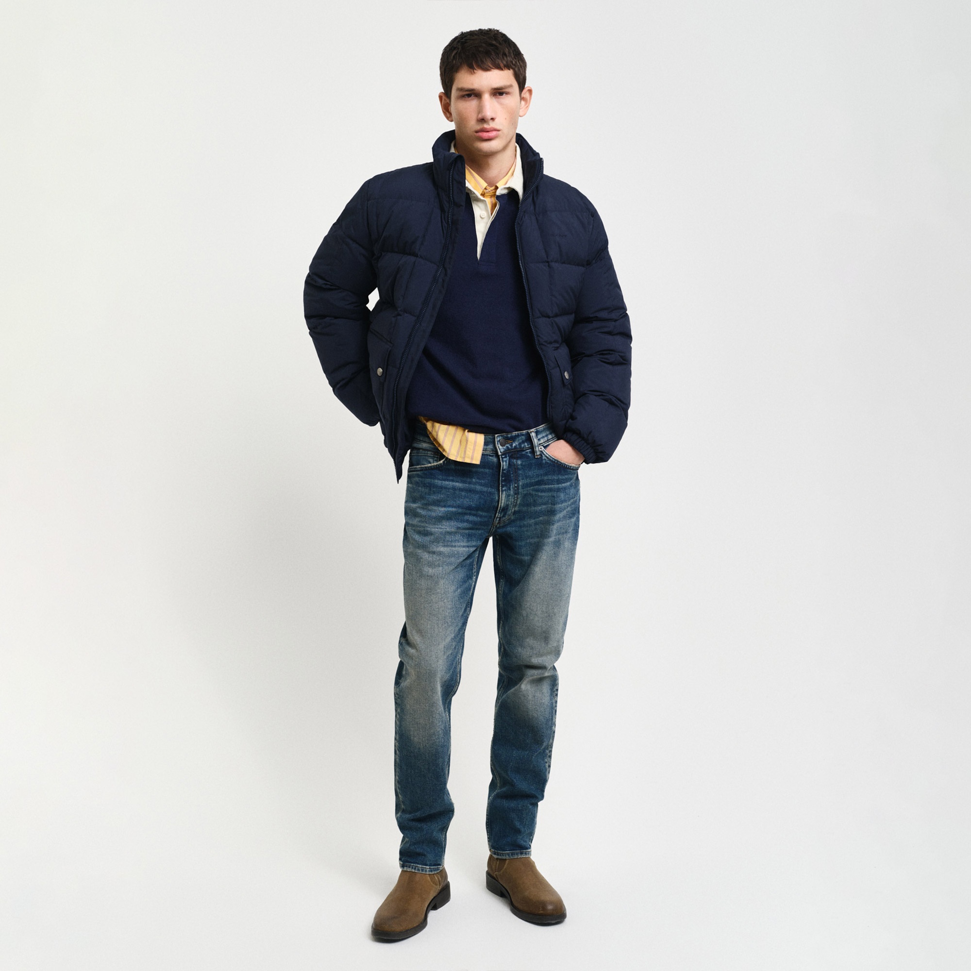 GANT Erkek Lacivert Dik Yaka Kaz Tüyü Mont