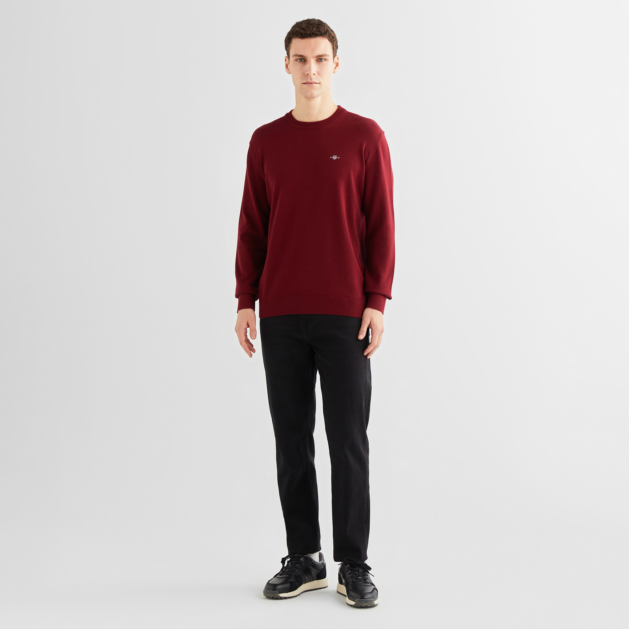 GANT Erkek Bordo Regular Fit Bisiklet Yaka Kazak