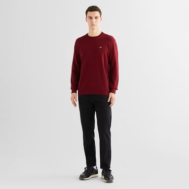  GANT Erkek Bordo Regular Fit Bisiklet Yaka Kazak