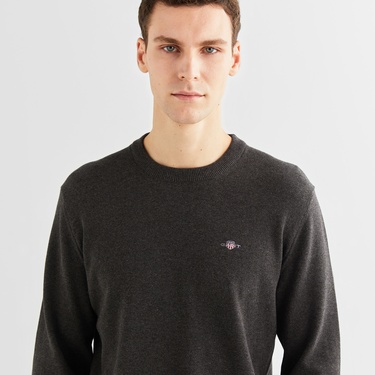  GANT Erkek Gri Regular Fit Bisiklet Yaka Kazak