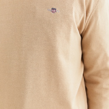 GANT Erkek Bej Regular Fit Bisiklet Yaka Kazak
