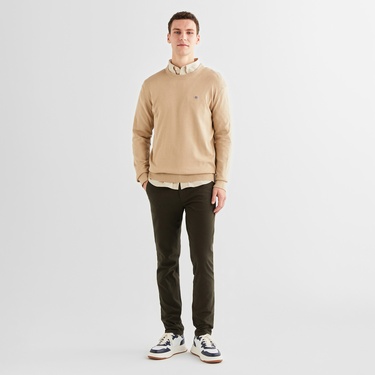  GANT Erkek Bej Regular Fit Bisiklet Yaka Kazak