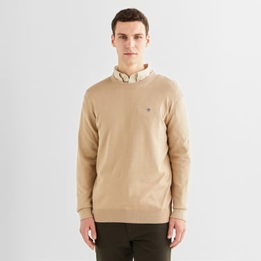  GANT Erkek Bej Regular Fit Bisiklet Yaka Kazak