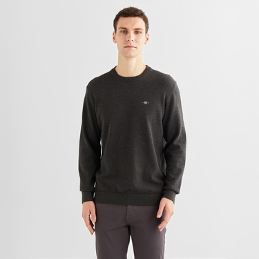  GANT Erkek Gri Regular Fit Bisiklet Yaka Kazak