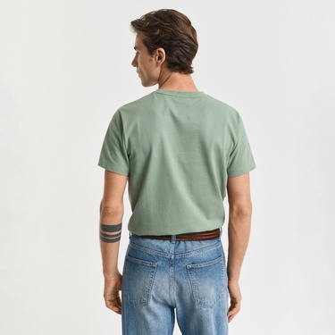  GANT Erkek Yeşil Slim Fit Bisiklet Yaka T-Shirt