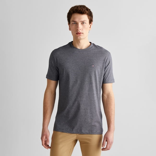  GANT Erkek Lacivert Regular Fit Bisiklet Yaka Çizgili T-Shirt