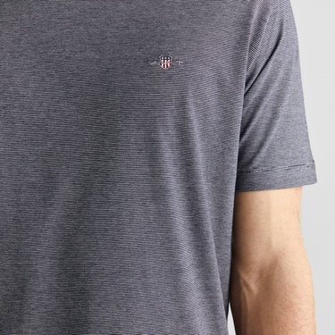  GANT Erkek Lacivert Regular Fit Bisiklet Yaka Çizgili T-Shirt