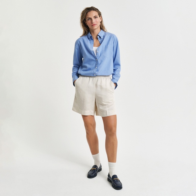  GANT Kadın Krem Relaxed Fit Keten Şort