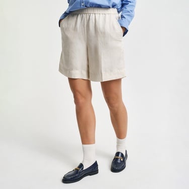  GANT Kadın Krem Relaxed Fit Keten Şort