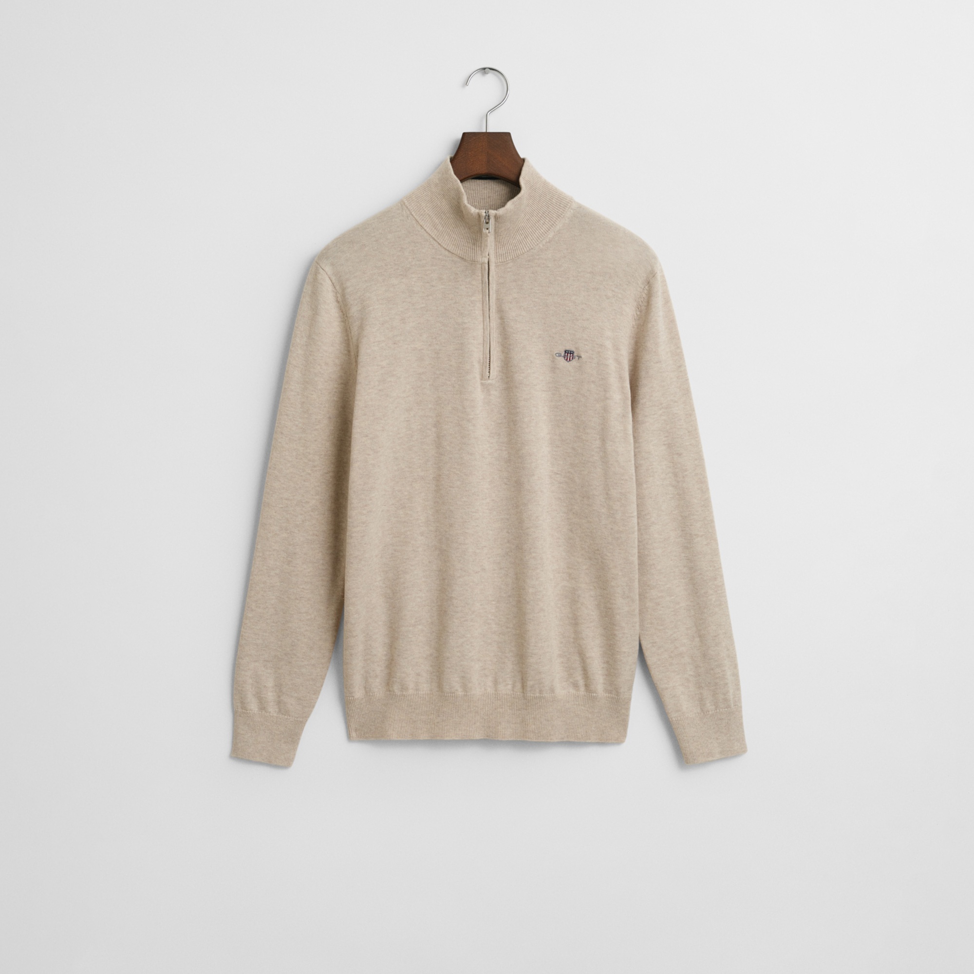 GANT Erkek Bej Regular Fit Yarım Fermuarlı Kazak