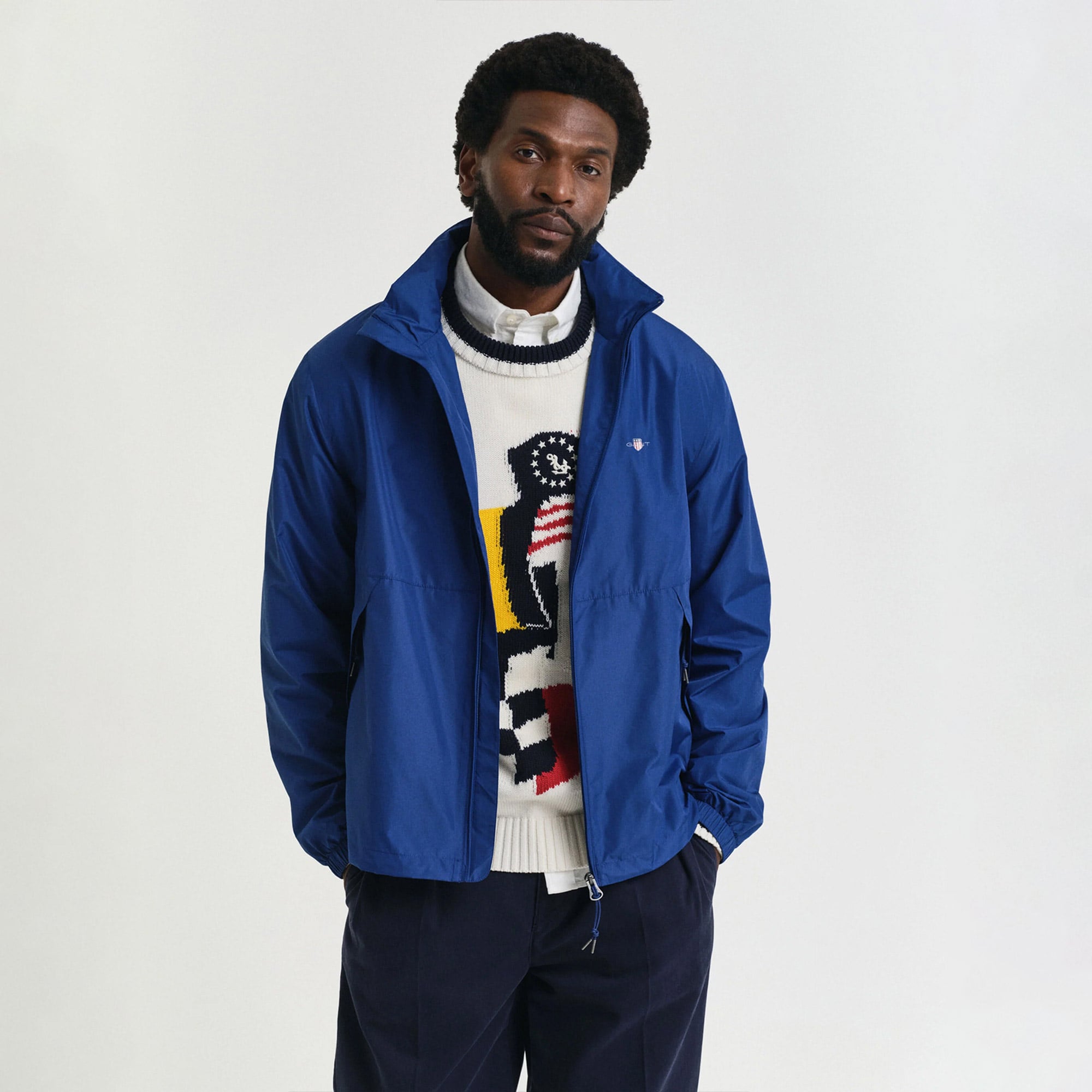  GANT Erkek Lacivert Regular Fit Kapüşonlu Rüzgarlık