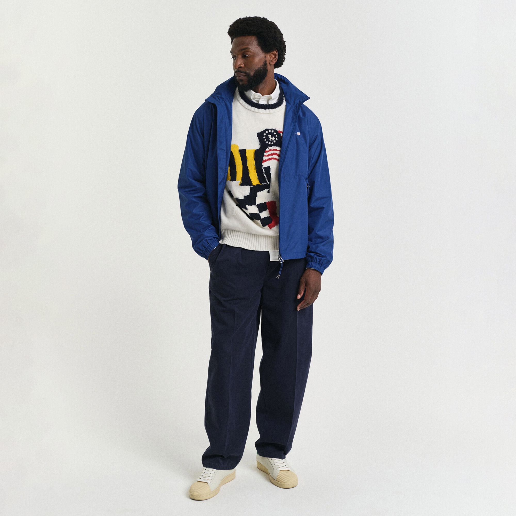 GANT Erkek Lacivert Regular Fit Kapüşonlu Rüzgarlık