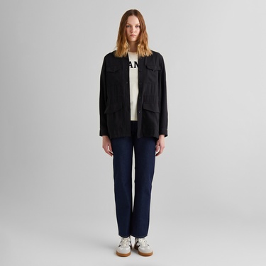  GANT Kadın Siyah Regular Fit Logolu Gömlek