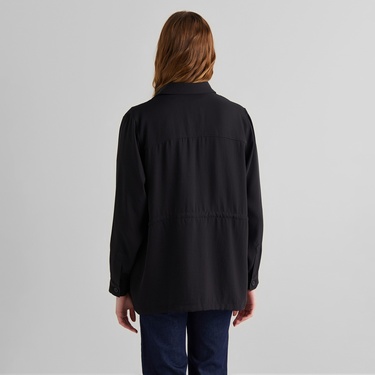 GANT Kadın Siyah Regular Fit Logolu Gömlek