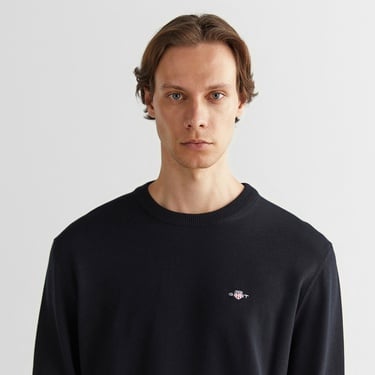  GANT Erkek Siyah Regular Fit Bisiklet Yaka Kazak