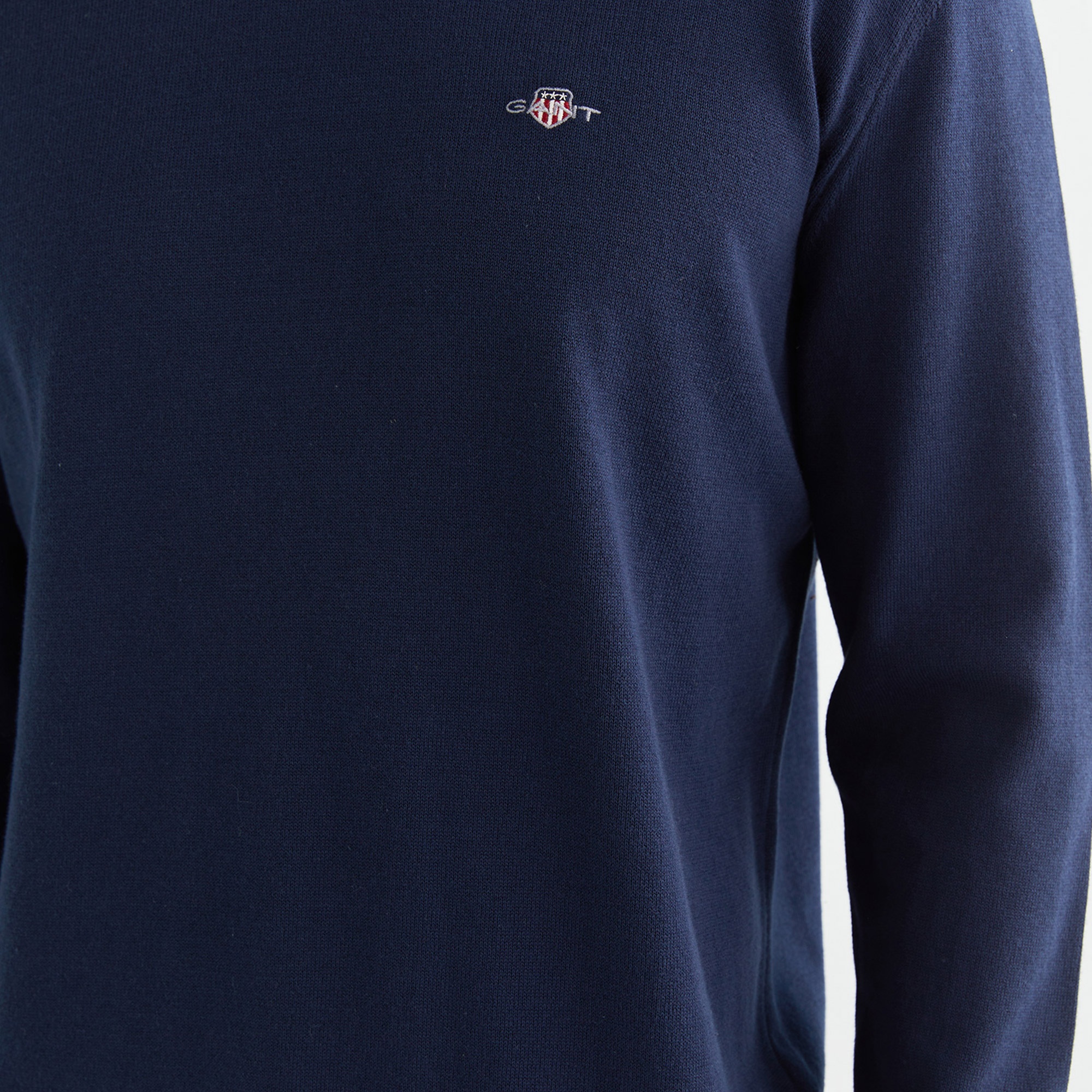 GANT Erkek Lacivert Regular Fit Bisiklet Yaka Kazak