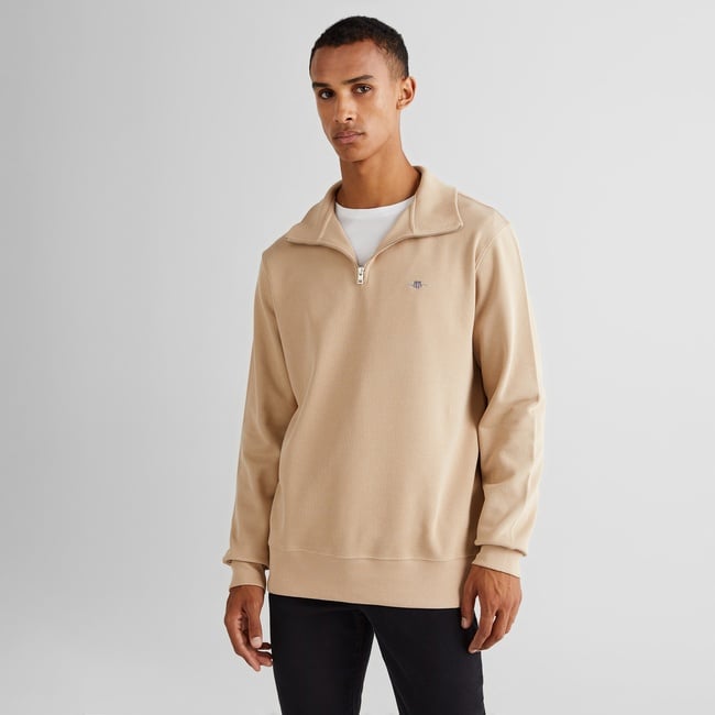 GANT Erkek Bej Regular Fit Yarım Fermuarlı Sweatshirt