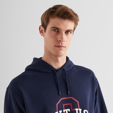  GANT Erkek Lacivert Relaxed Fit Kapüşonlu Logolu Sweatshirt