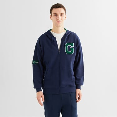  GANT Erkek Lacivert Relaxed Fit Kapüşonlu Logolu Sweatshirt