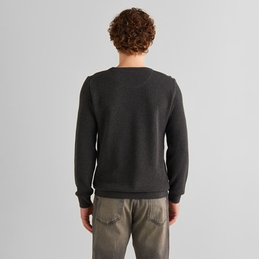  GANT Erkek Gri Regular Fit Bisiklet Yaka Kazak