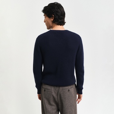  GANT Erkek Lacivert Regular Fit Bisiklet Yaka Kazak