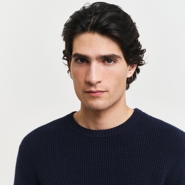  GANT Erkek Lacivert Regular Fit Bisiklet Yaka Kazak