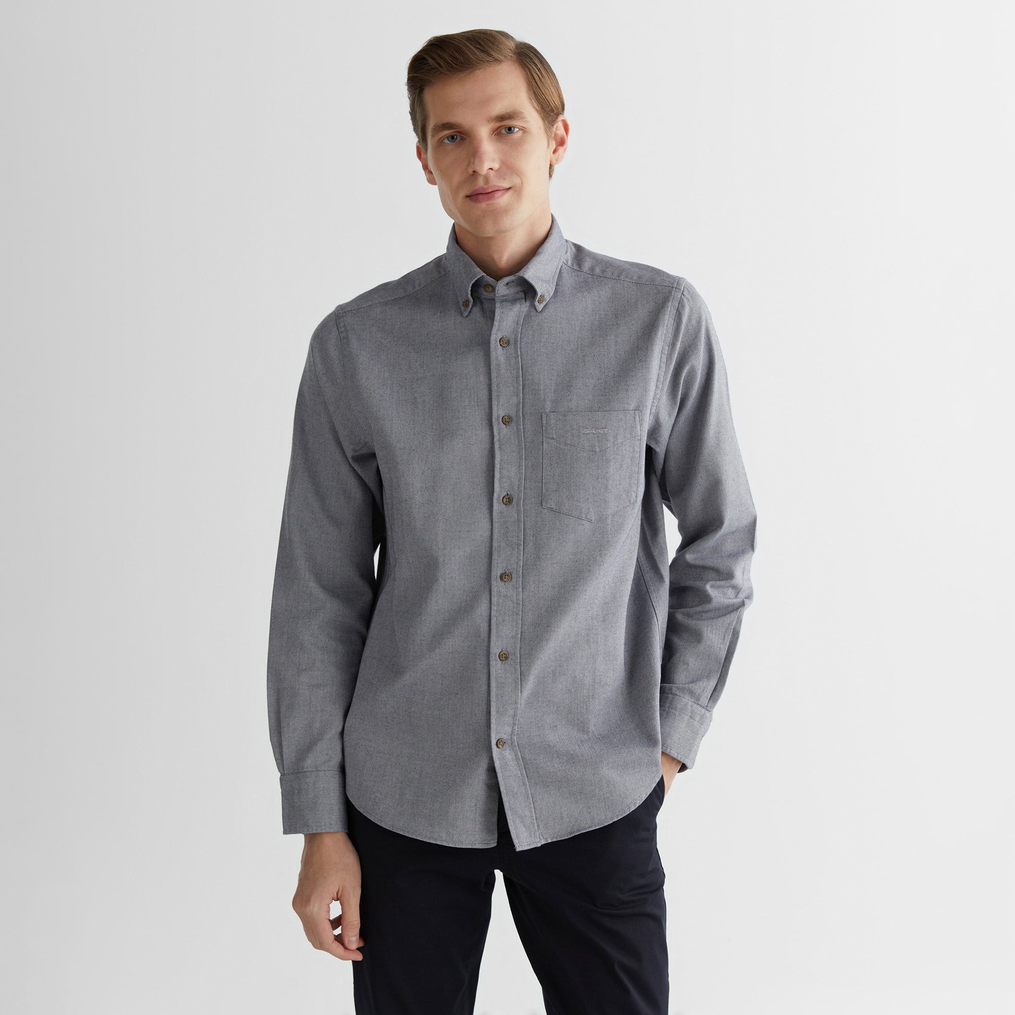 GANT Erkek Lacivert Regular Fit Düğmeli Yaka Gömlek