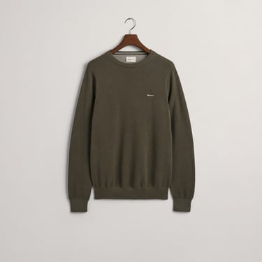  GANT Erkek Yeşil Regular Fit Bisiklet Yaka Kazak