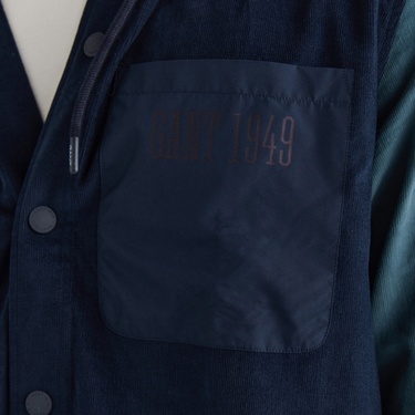  GANT Erkek Lacivert Oversize Fit Kapüşonlu Logolu Gömlek
